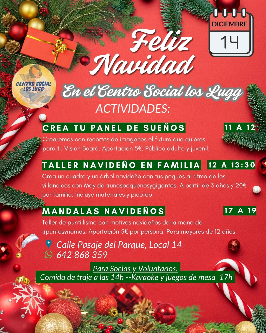 Talleres Navideños en el Centro Social Los Lugg