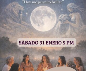 Círculo de mujeres bajo la luna llena