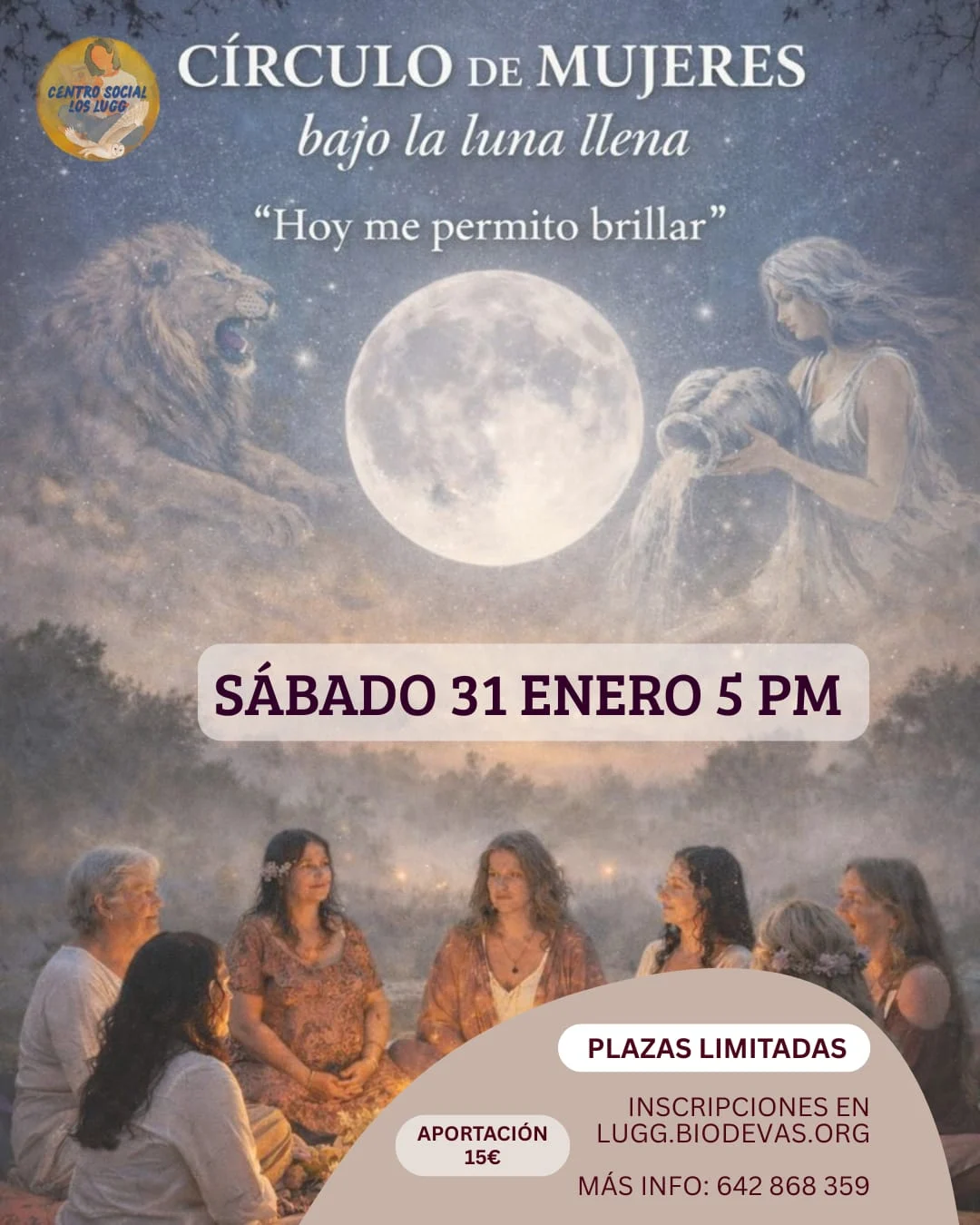 Círculo de mujeres bajo la luna llena