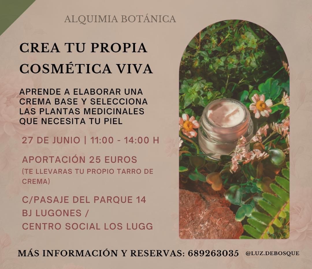 Cartel del taller de cosmética viva
