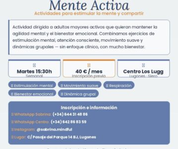 Espacio Mente Activa: estimulación mental y bienestar para adultos mayores en Lugones