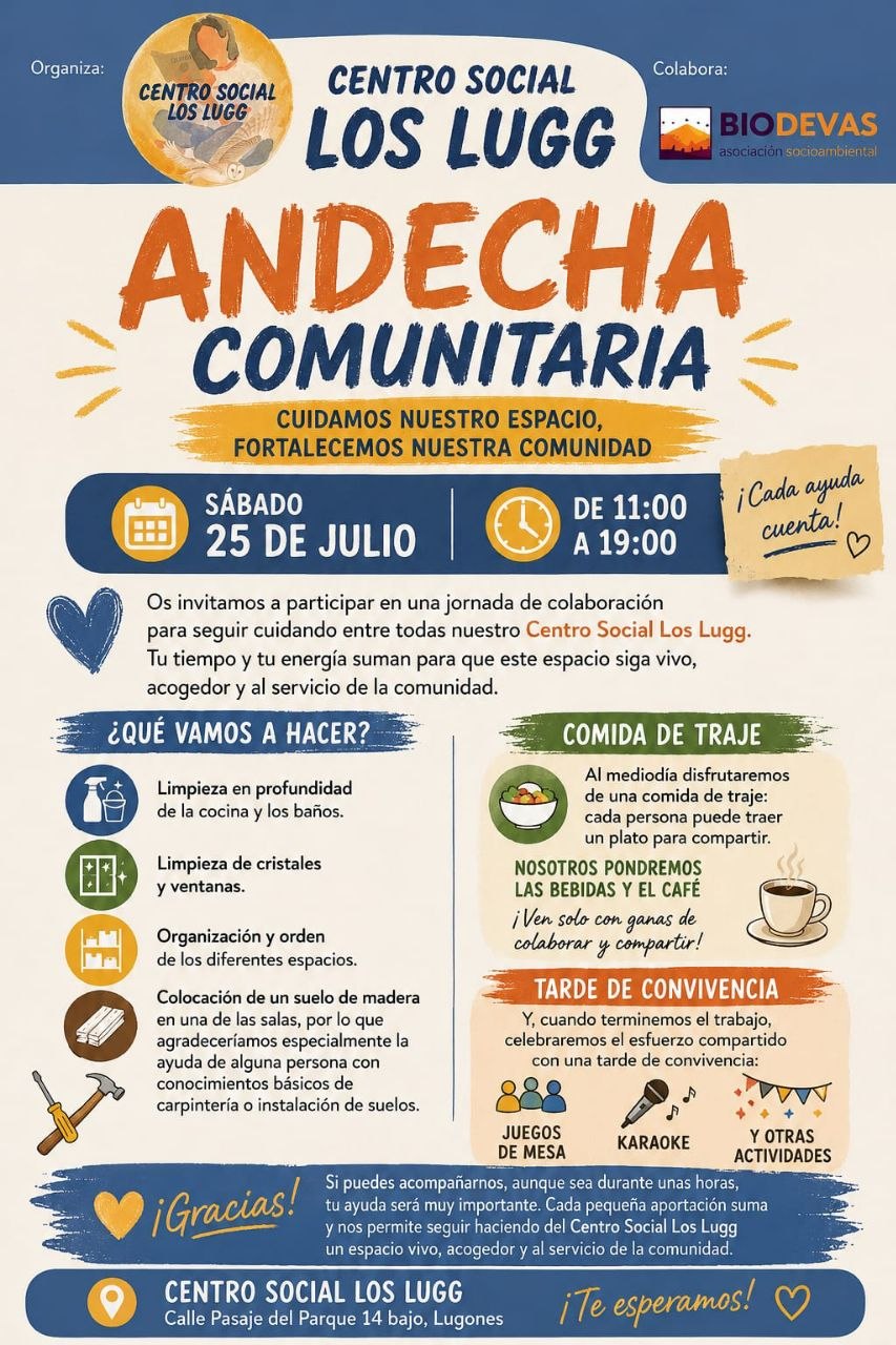 Cartel Andecha Comunitaria Centro Social Los Lugg