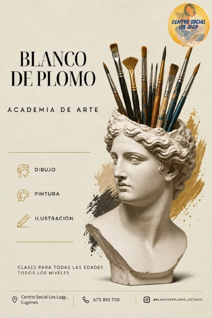 Cartel de las clases de pintura y dibujo del Centro Social Los Lugg