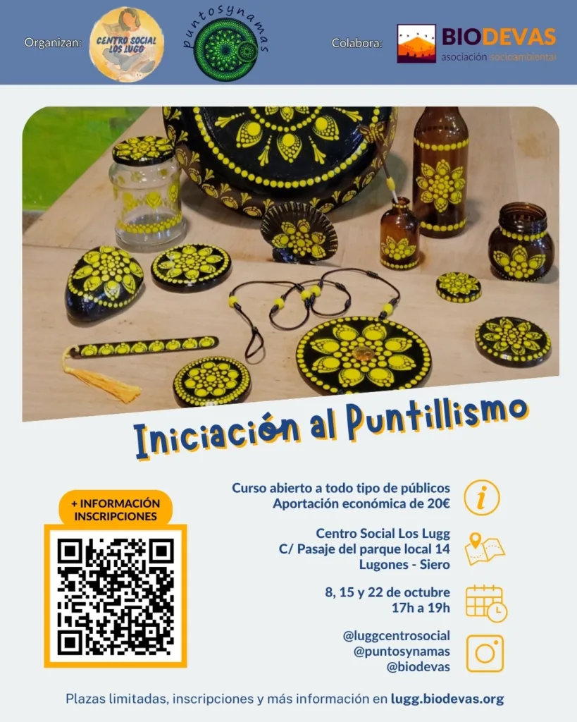 Cartel del Curso de Iniciación al Puntillismo del Centro Social Los Lugg