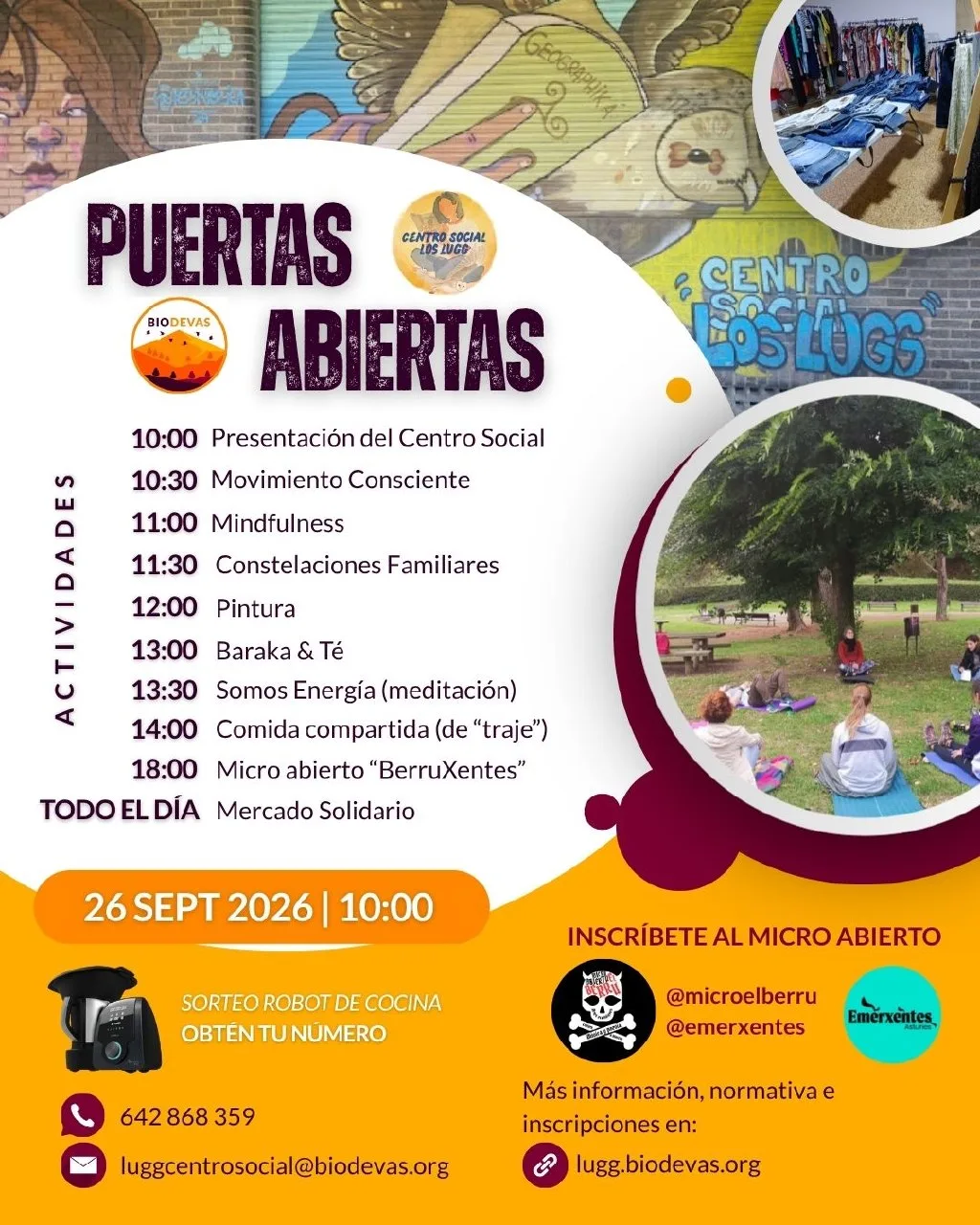Cartel Día de Puertas Abiertas del Centro Social Los Lugg — 26 de septiembre